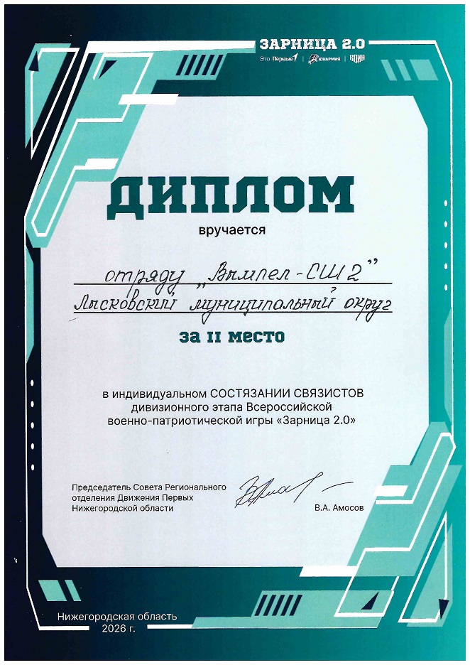 Грамота за II место Связист